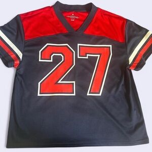 Cropped Red and Navy Blue Sports Jersey